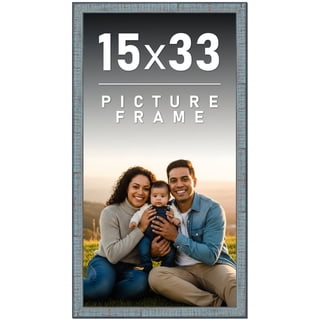 15x33 Frame Rustic Sky Blue Solid Wood Picture Frame | 0.75 Inch Moulding Width |Includes UV