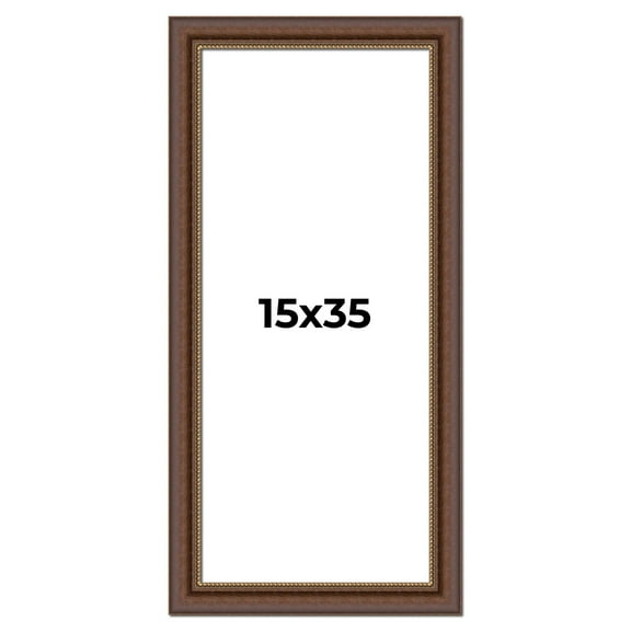 15x35 Copper and Brown Real Wood Picture Frame Width 2 inches | Interior Frame Depth 0.5 inches |