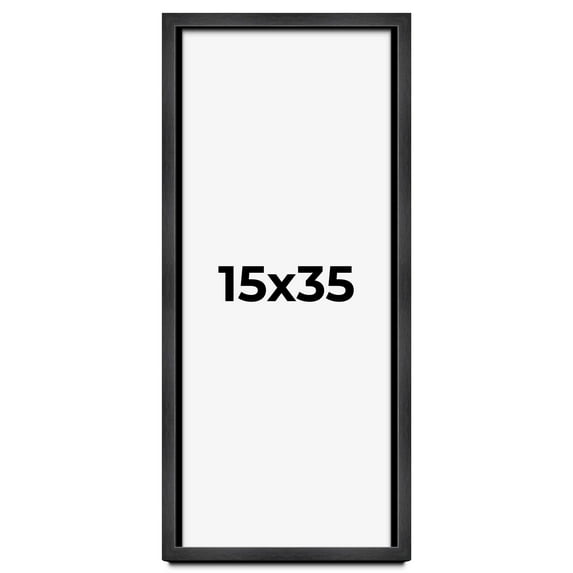 15x35 Frame Black Charcoal Grey Wood Textured Picture Frame | 0.75 Inch Moulding Width | Gunmetal