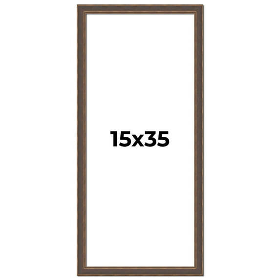 15x35 Frame Golden Caramel Solid Wood Bronze Picture Frame | 1.25 Inch Moulding Width | 0.5 Inch