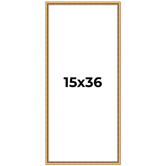 15x36 Frame Beaded Gold Solid Wood Picture Frame | 0.75 Inches Moulding Width | Liscio Oro