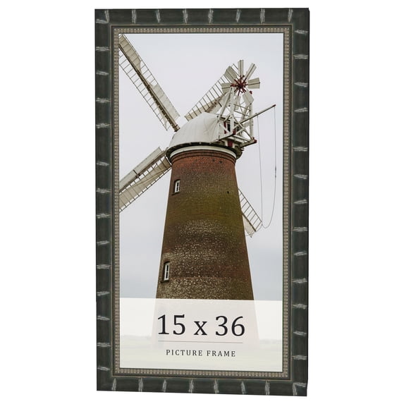 15x36 Frame Black Bamboo Solid Wood Picture Frame Width 1.5 Inches | Interior Frame Depth 0.5