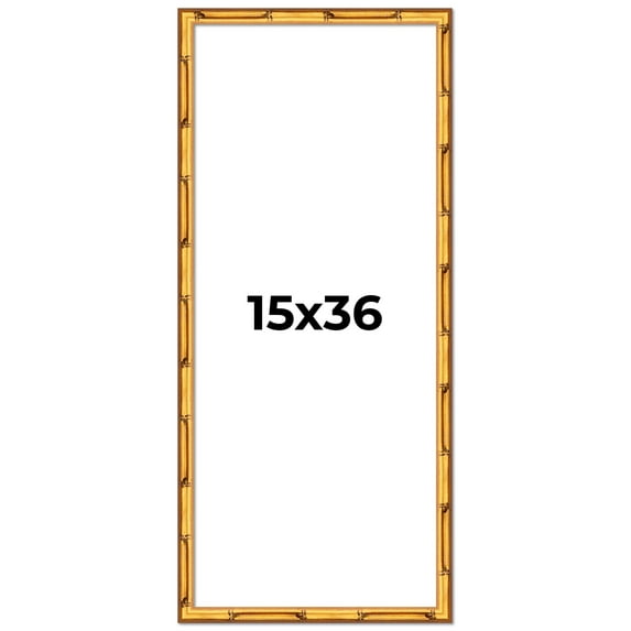 15x36 Frame Gold Bamboo Solid Wood Picture Frame | 1 Inch Moulding Width | Interior Frame Depth