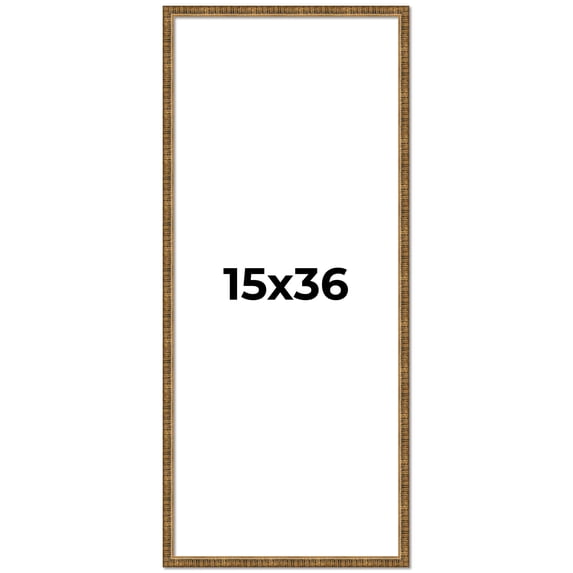 15x36 Frame Gold Kingsley Distressed Solid Wood Picture Frame Width 0.75 Inches | Interior Frame