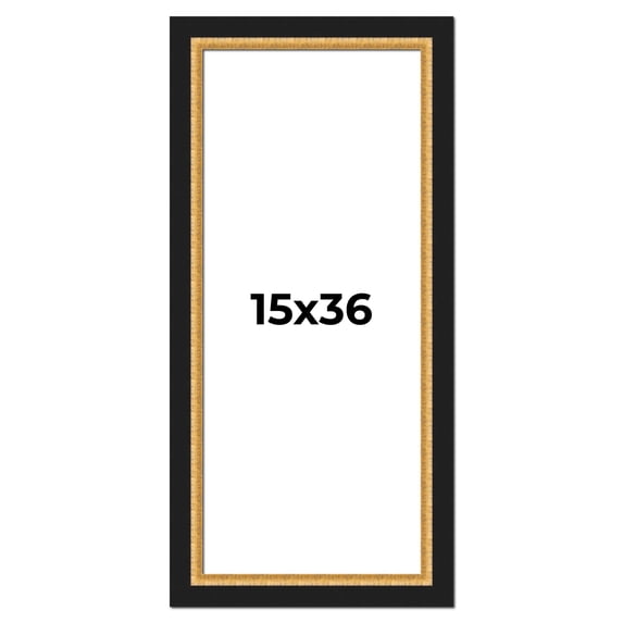15x36 Frame Gold Real Wood Picture Frame Width 2.25 Inches | Interior Frame Depth 0.5 Inches |