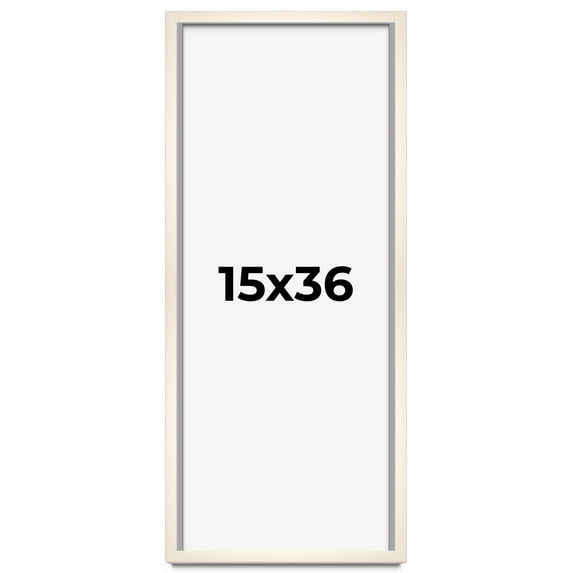 15x36 Frame White Wash Solid Wood Picture Frame | 0.75 Inch Moulding Width | Includes UV Acrylic