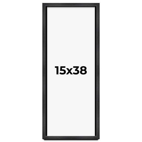 15x38 Frame Black Charcoal Grey Wood Textured Picture Frame | 0.75 Inch Moulding Width | Gunmetal