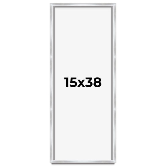 15x38 Frame Silver Whitewashed Wood Grain Solid Wood Shadow Box | 0.75 Inch Moulding Width | 0.75
