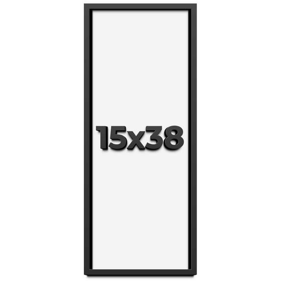 15x38 Shadow Box Frame Black | 2 Inches Deep Real Wood Contemporary Shadowbox Display Frame | UV