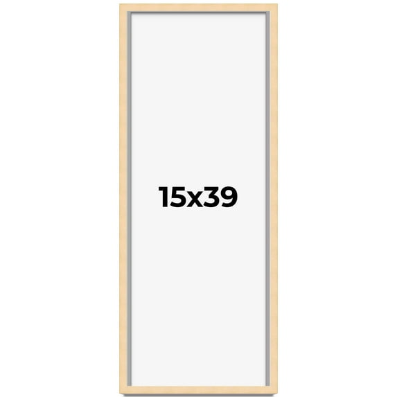 15x39 Frame Beige Real Wood Picture Frame Width 0.75 inches | Interior Frame Depth 0.5 inches |