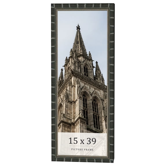 15x39 Frame Black Bamboo Solid Wood Picture Frame Width 1.5 Inches | Interior Frame Depth 0.5