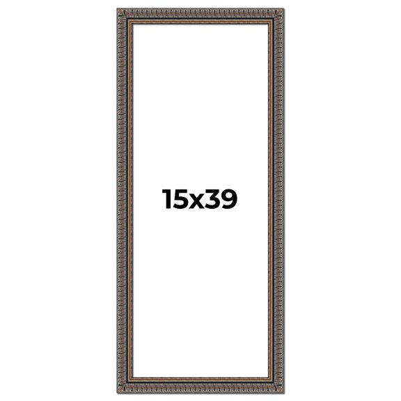 15x39 Frame Black Feather Payton Ornate Solid Wood Picture Frame Width 1.75 Inches | Interior Depth