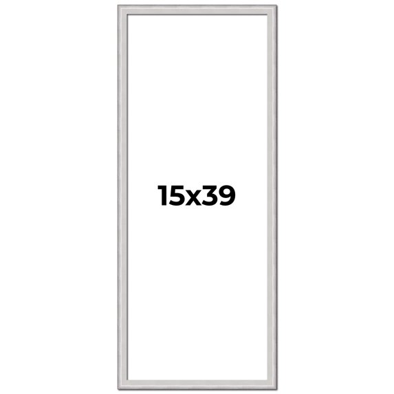 15x39 Frame Silver Inner Slope Bevel Picture Frame | 1 Inch Moulding Width | 0.75 Inch Rabbet Depth
