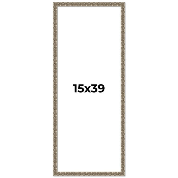 15x39 Frame Silver Versailles Ornate Solid Wood Picture Frame | 1 Inch Moulding Width | Interior