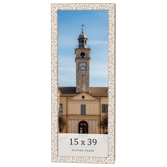 15x39 Frame White Real Wood Picture Frame Width 1.5 inches | Interior Frame Depth 0.5 inches |