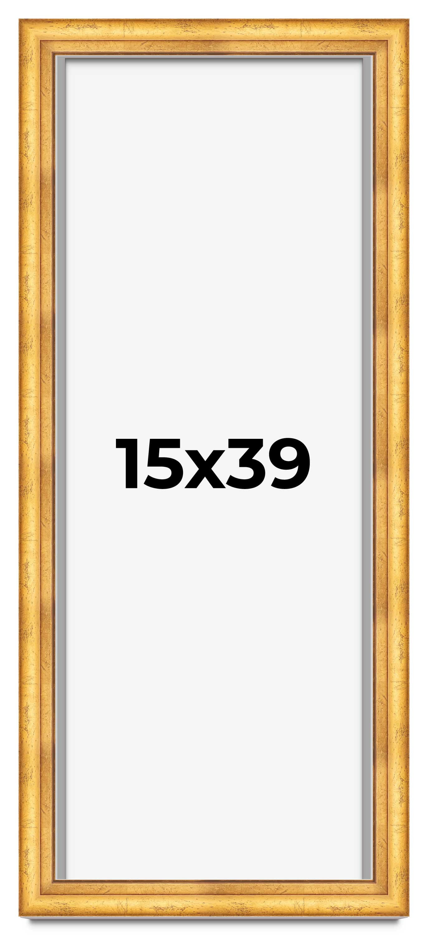 15x39 Shadow Box Frame Gold | 1.75 Inches Deep Real Wood Traditional ...