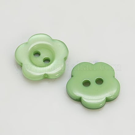 15x3mm Hole: 1mm Resin Buttons Dyed Flower Dark Sea Green