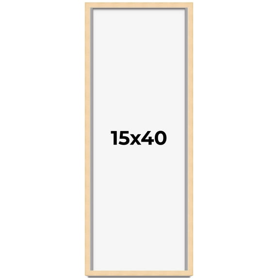 15x40 Frame Beige Real Wood Picture Frame Width 0.75 inches | Interior Frame Depth 0.5 inches |