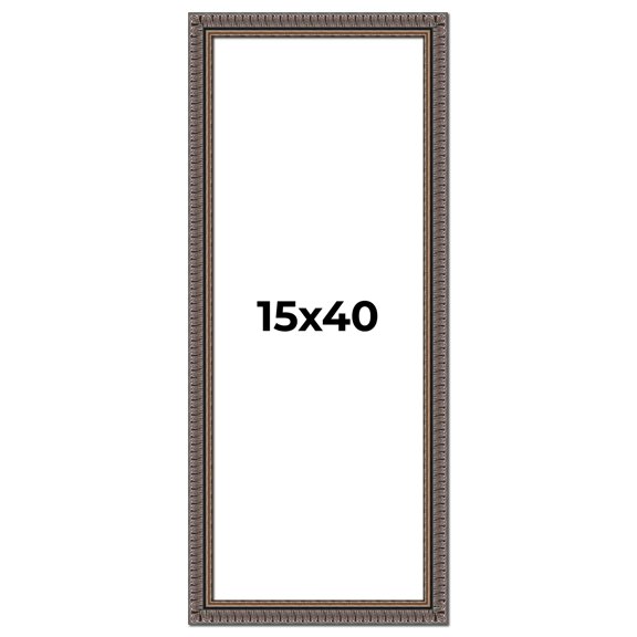 15x40 Frame Black Feather Payton Ornate Solid Wood Picture Frame Width 1.75 Inches | Interior Depth