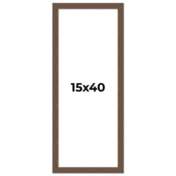 15x40 Frame Brown Farmhouse Solid Wood Picture Frame Width 1.5 Inches | Interior Frame Depth 0.5