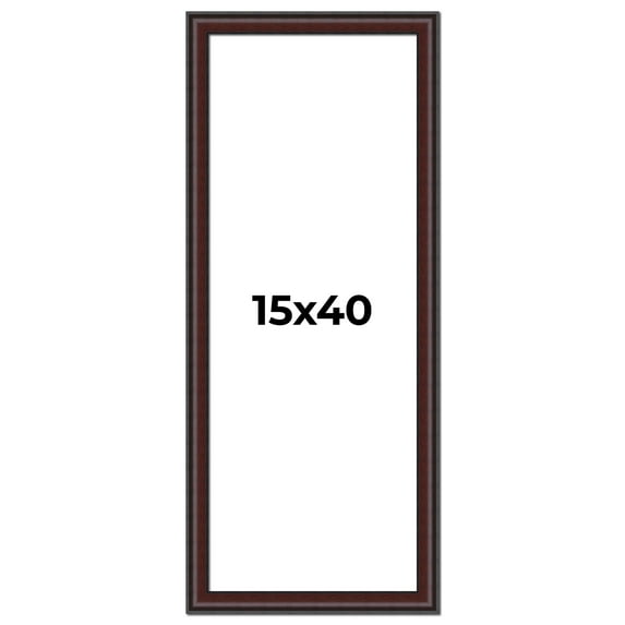 15x40 Frame Brown Round Mahogany Solid Wood Picture Frame | 1.625 Inch Moulding Width | with UV