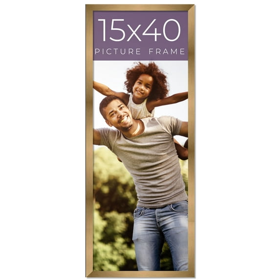 15x40 Frame Gold Bronze Solid Wood Picture Frame Width 0.75 Inches | Interior Frame Depth 0.5