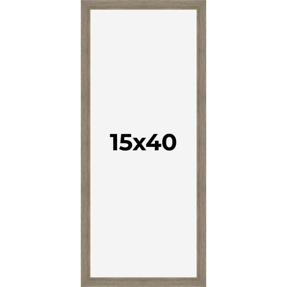 15x40 Frame Gray Barnwood Rustic Solid Wood Picture Frame | 1.5 Inch Moulding Width | Includes UV