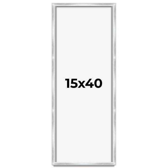 15x40 Frame Silver Whitewashed Wood Grain Solid Wood Shadow Box | 0.75 Inch Moulding Width | 0.75