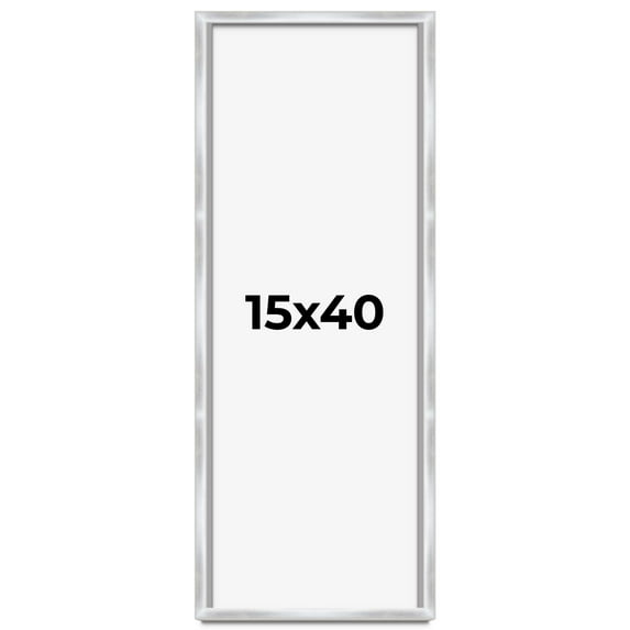 15x40 Frame Silver Whitewashed Wood Grain Solid Wood Shadow Box | 0.75 Inch Moulding Width | 0.75