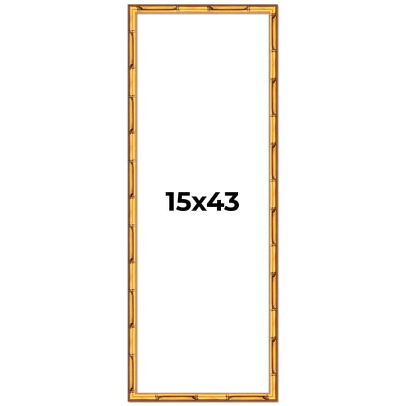 15x43 Frame Gold Bamboo Picture Frame - Complete Modern Photo Frame Includes UV Acrylic Shatter