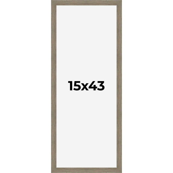 15x43 Frame Gray Barnwood Rustic Solid Wood Picture Frame | 1.5 Inch Moulding Width | Includes UV