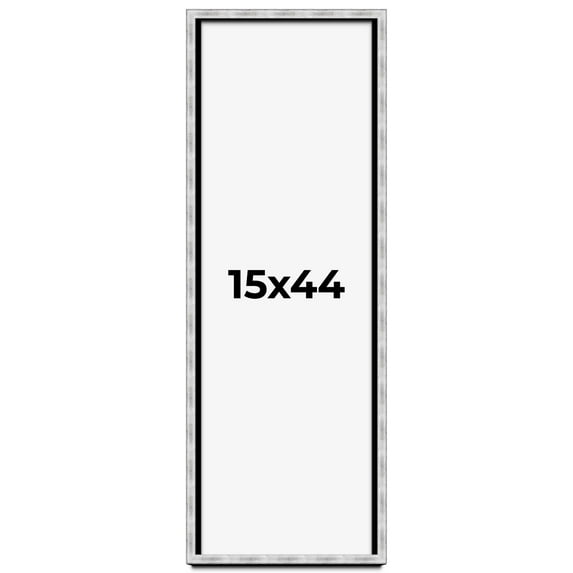 15x44 Frame Brushed Silver Solid Wood Picture Frame | 0.75 Inch Moulding Width | Rabbet Depth 0.75