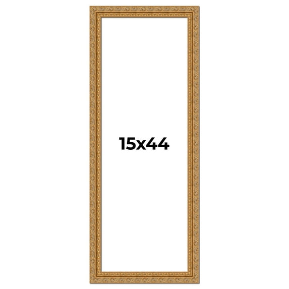 15x44 Frame Gold Ornate Solid Wood Picture Frame | 2 Inch Moulding Width | Firman Traditional Photo