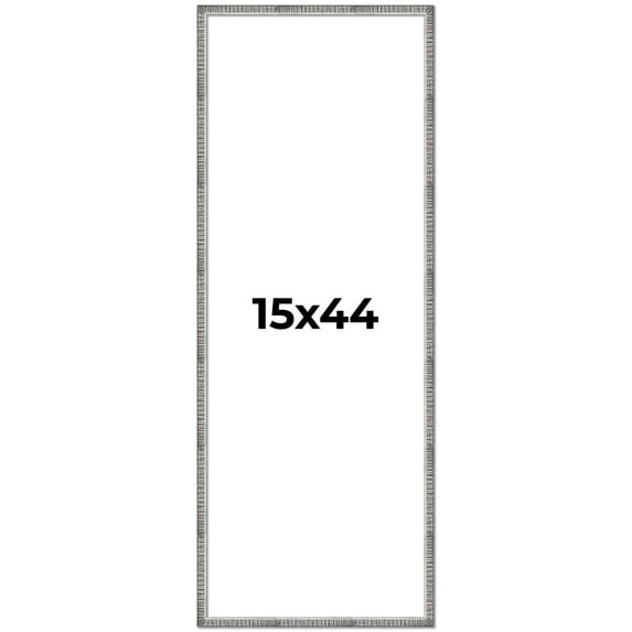 15x44 Frame Silver Grey Distressed Solid Wood Picture Frame | 0.75 Inch Moulding Width | Interior
