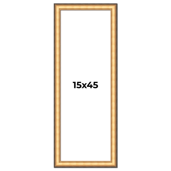 15x45 Frame Gold Plein Aire Solid Wood Picture Frame Width 2 Inches | Interior Frame Depth 0.5