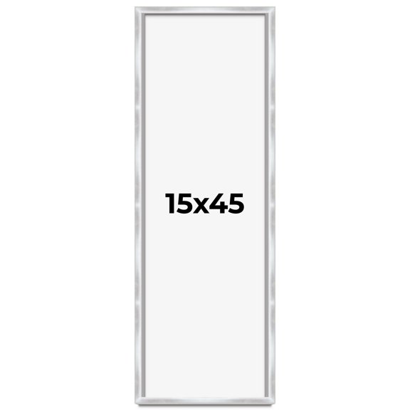 15x45 Frame Silver Whitewashed Wood Grain Solid Wood Shadow Box | 0.75 Inch Moulding Width | 0.75