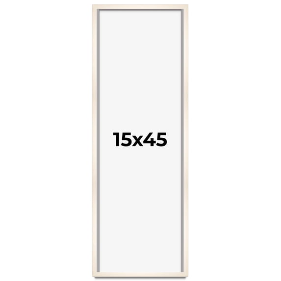 15x45 Frame White Wash Solid Wood Picture Frame | 0.75 Inch Moulding Width | Includes UV Acrylic