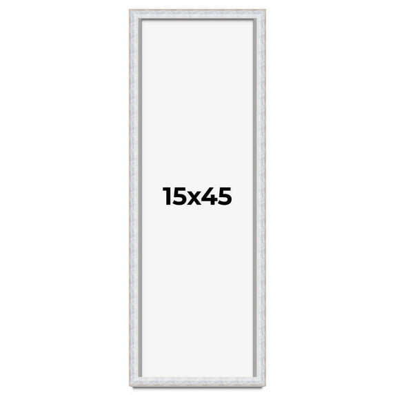 15x45 Shadow Box Frame Silver | 1.625 Inches Deep Real Wood Contemporary Shadowbox Display Frame |