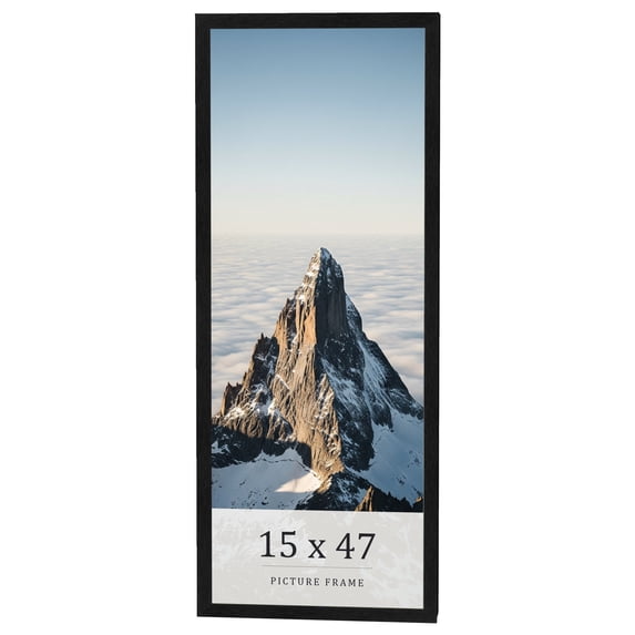 15x47 Frame Black Charcoal Grey Wood Textured Picture Frame | 0.75 Inch Moulding Width | Gunmetal
