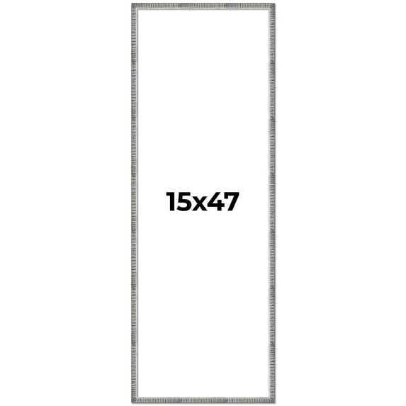 15x47 Frame Silver Grey Distressed Solid Wood Picture Frame | 0.75 Inch Moulding Width | Interior