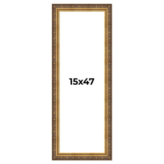 15x47 Frame Vintage Gold Solid Wood Picture Frame | 2.5 Inch Moulding Width | Ornate Bronze Museo
