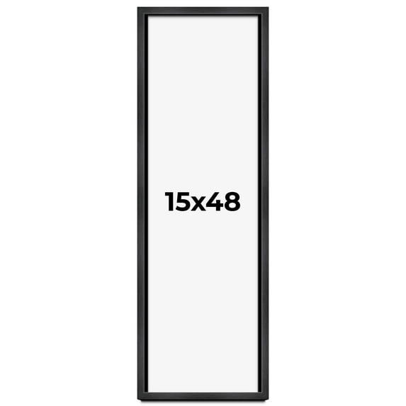 15x48 Frame Black Charcoal Grey Wood Textured Picture Frame | 0.75 Inch Moulding Width | Gunmetal