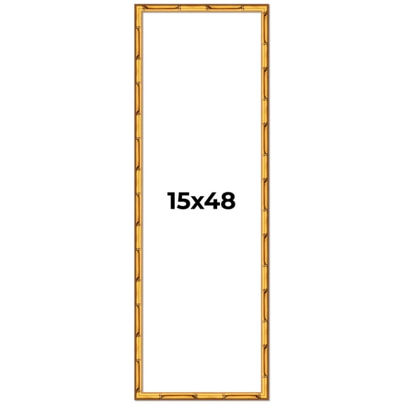 15x48 Frame Gold Bamboo Solid Wood Picture Frame | 1 Inch Moulding Width | Interior Frame Depth