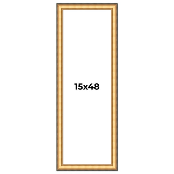 15x48 Frame Gold Plein Aire Solid Wood Picture Frame Width 2 Inches | Interior Frame Depth 0.5