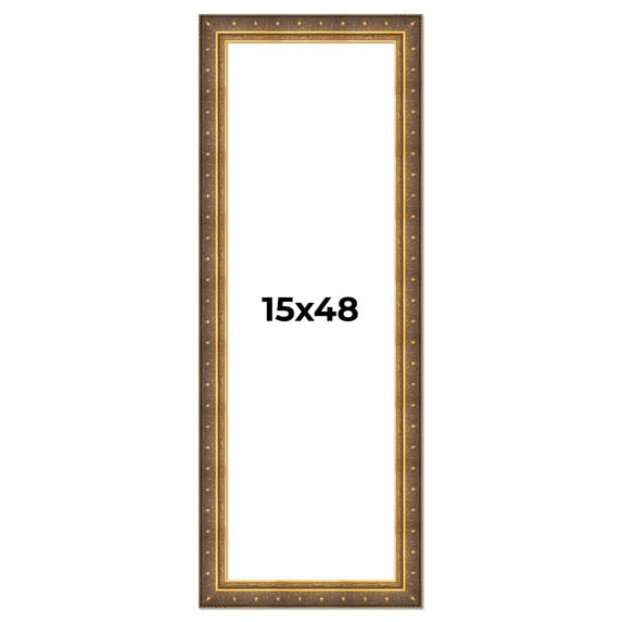 15x48 Frame Vintage Gold Solid Wood Picture Frame | 2.5 Inch Moulding Width | Ornate Bronze Museo