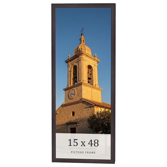 15x48 Rustic Brown Real Wood Picture Frame Width 0.75 inches | Interior Frame Depth 0.5 inches |
