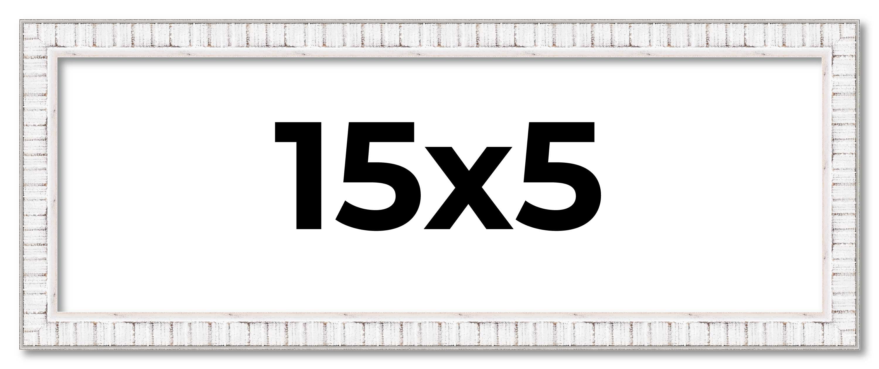 15x5 Frame White Scuffed Rustic Solid Wood Picture Frame | 0.75 Inch ...
