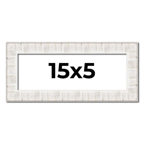 15x5 Frame White Sonoma Rustic Wood Picture Frame | 1.5 Inch Moulding Width | Complete with UV