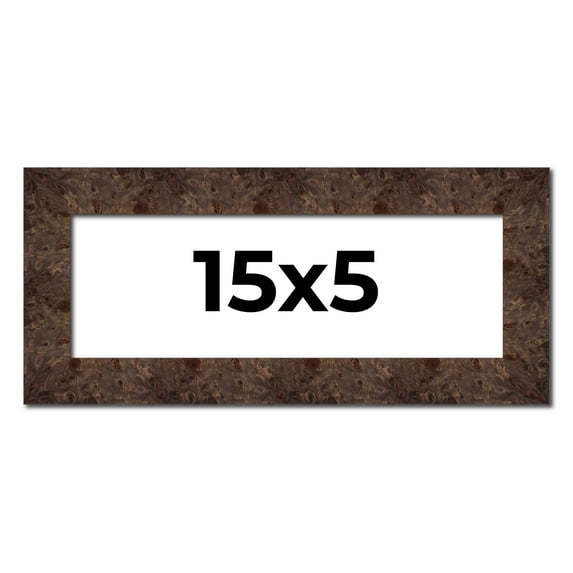 15x5 IN Frame Brown Burl Real Wood Picture Frame Width 1.625 Inches | Interior Frame Depth 0.5