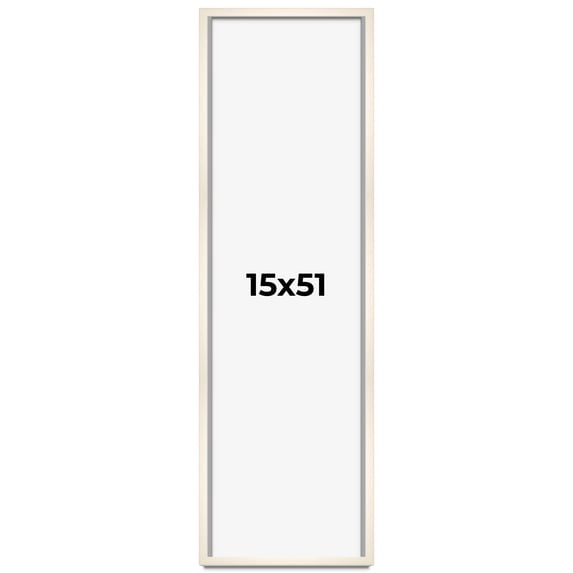 15x51 Frame White Wash Solid Wood Picture Frame | 0.75 Inch Moulding Width | Includes UV Acrylic